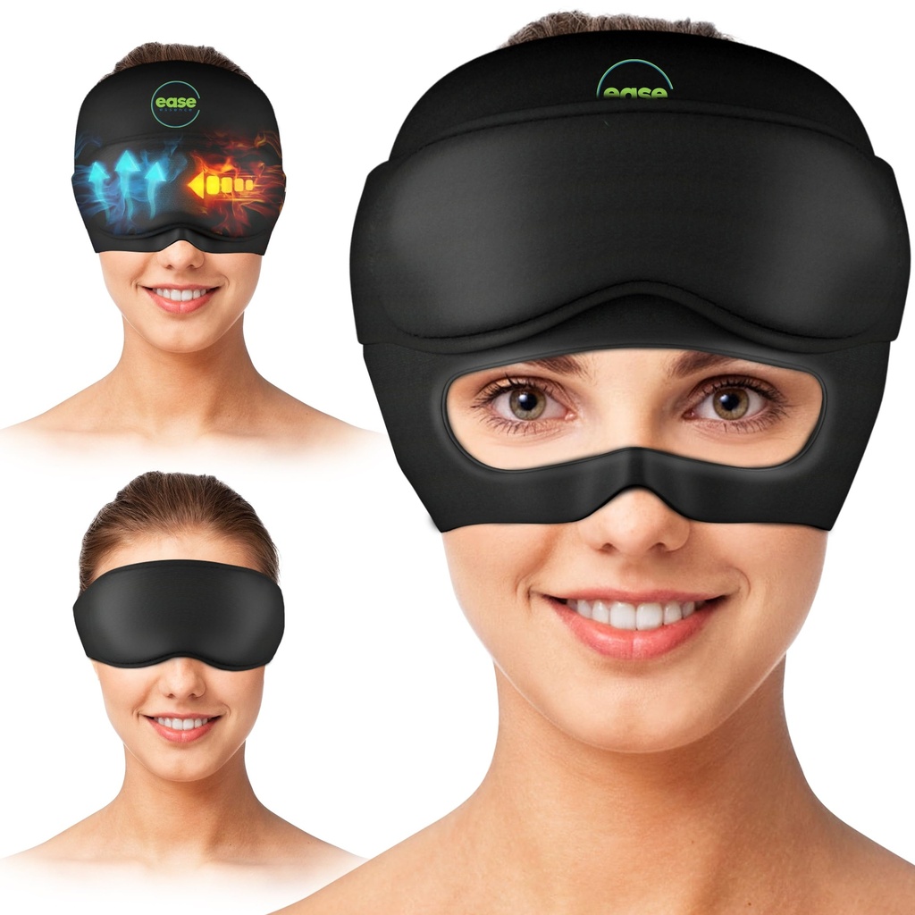 Migraine Relief Cap - 2 in 1 Soothing Headache Relief Cap with Detachable Eye Mask 20% Extra Gel - Headache Hat for Migraines - Cold Ice Head Wrap Products for Stress, Tension, Hangover &amp; Puffy Eyes