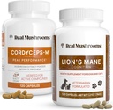 Mushrooms reales Cordyceps for Humans (120ct) and Lions Mane for Pets (120ct) - Bundle for Energy, Vitality & Cognition - Vegan, Non-GMO, Gluten-Free, Grain-Free Mushroom Extract Supplements