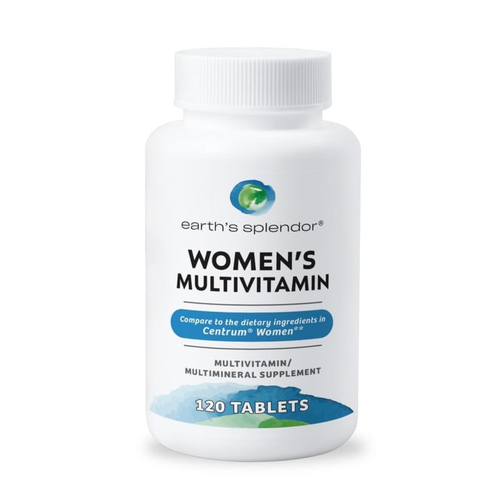 Multivitamina de Mujeres Esplendor de la Tierra, Soporte general de bienestar, Suplementos multimineral, ayuda a apoyar el metabolismo, vitamina B12, vitamina A, C, D, E, K, B6, Biotina (120 Tablas de Apoyo Inmunitario)
