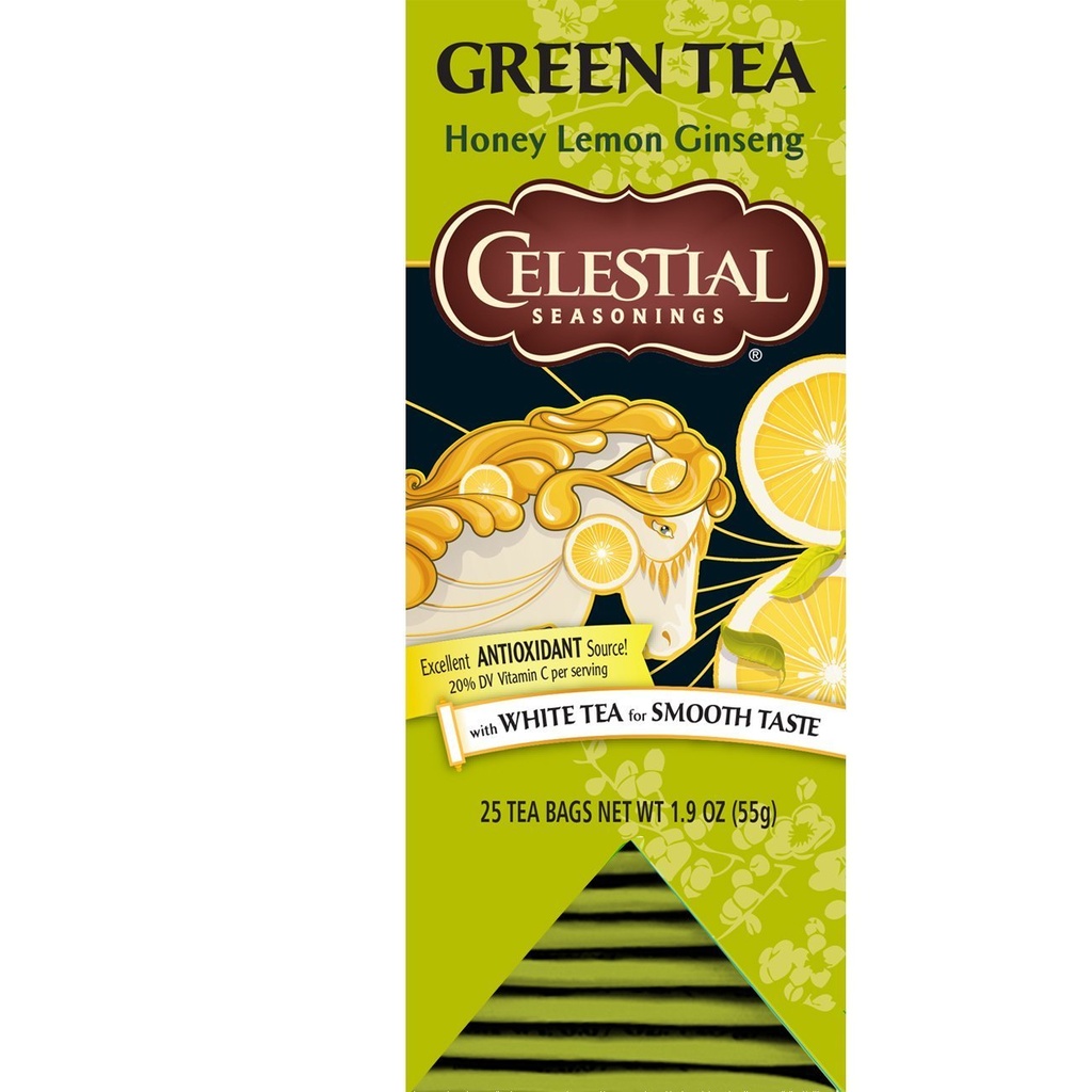 Temporadas Celestiales Té Verde, Miel Ginseng Lemon, 25 Conde (Pack of 6)