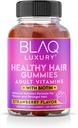 Blaq Lujo Biotina Gummies - Crecimiento del cabello Vitaminas con 5000mcg Biotina por Servir Vitaminas B12, B6, Ácido Fólico, Iodine, Zinc Silencioso para el Crecimiento del Pelo Silencio para Mujeres &amp; Hombres