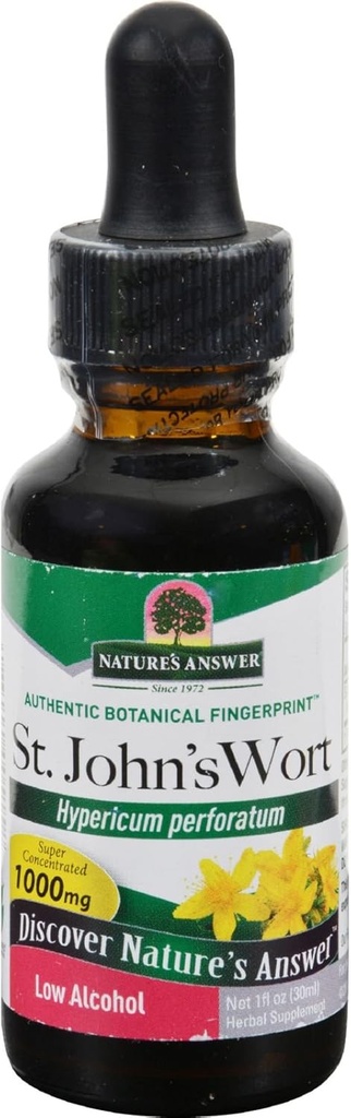 Respuesta de la naturaleza Extracto de la hierba de St. John con alcohol orgánico bajo 1 onza fluida ← Vegan Silencio No-OMG Silencio Gluten Gratis Silencio Kosher Silencio Hecho en Los Estados Unidos