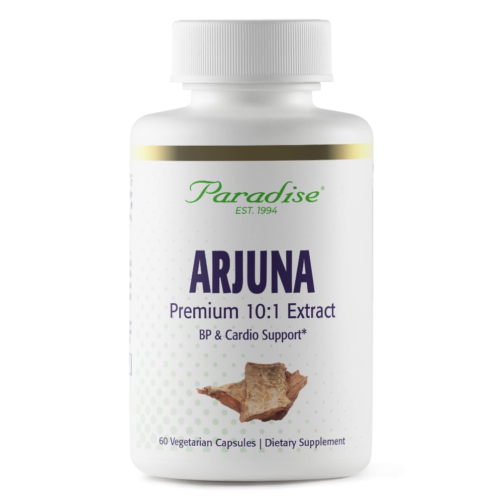 Herbs paradisiacos Arjuna, Soporte Cardiovascular, Mantenimiento de Presión Sanitaria, Salud cardíaca, Suplemento Antioxidante, Vegano, No GMO, Gluten Gratis, 60 cápsulas vegetarianas