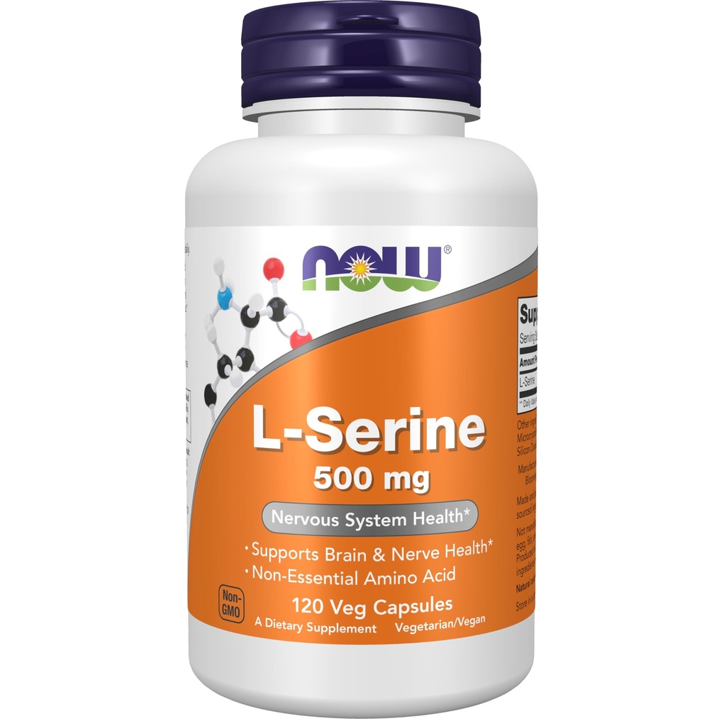 AHORA Suplementos, L-Serine 500 mg, Nervous System Health, 120 Veg Capsules