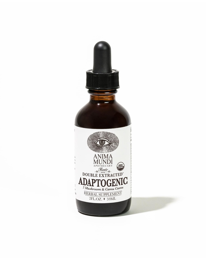 Anima Mundi Apothecary Adaptogenic 7 Mushroom Drops - with Organic Mushroom Extracts - Liquid Immune Support Tintura con Reishi, Lion's Mane, Cordyceps & Chaga Mushroom Liquid Extract (2oz)