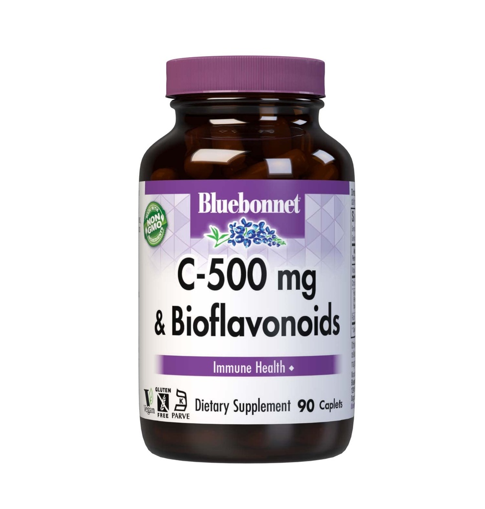 BlueBonnet Vitamina C 500 mg Plus Bioflavonoides Caplets, 90 Conde (743715005228)