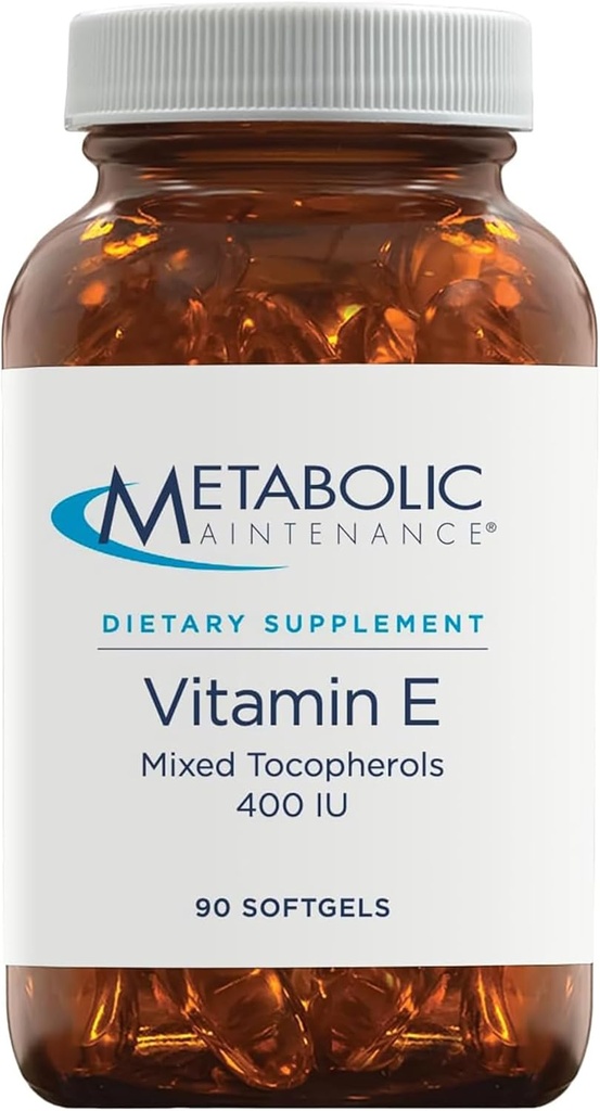Mantenimiento metabólico Complejo de vitamina E (Tocoferoles mezclados) 400 UI con D-Alpha D-Beta D-Gamma + D-Delpha Suplemento - Cardiovascular + Soporte Antioxidante (90 cápsulas)