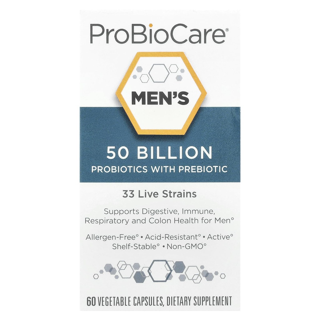 Probiótico para Hombres - 50 Billones CFUs, apoya la salud digestiva y el equilibrio de Gut Flora, promueve el bienestar general, y mejora la función de inmunológico (60 cápsulas vegetales)