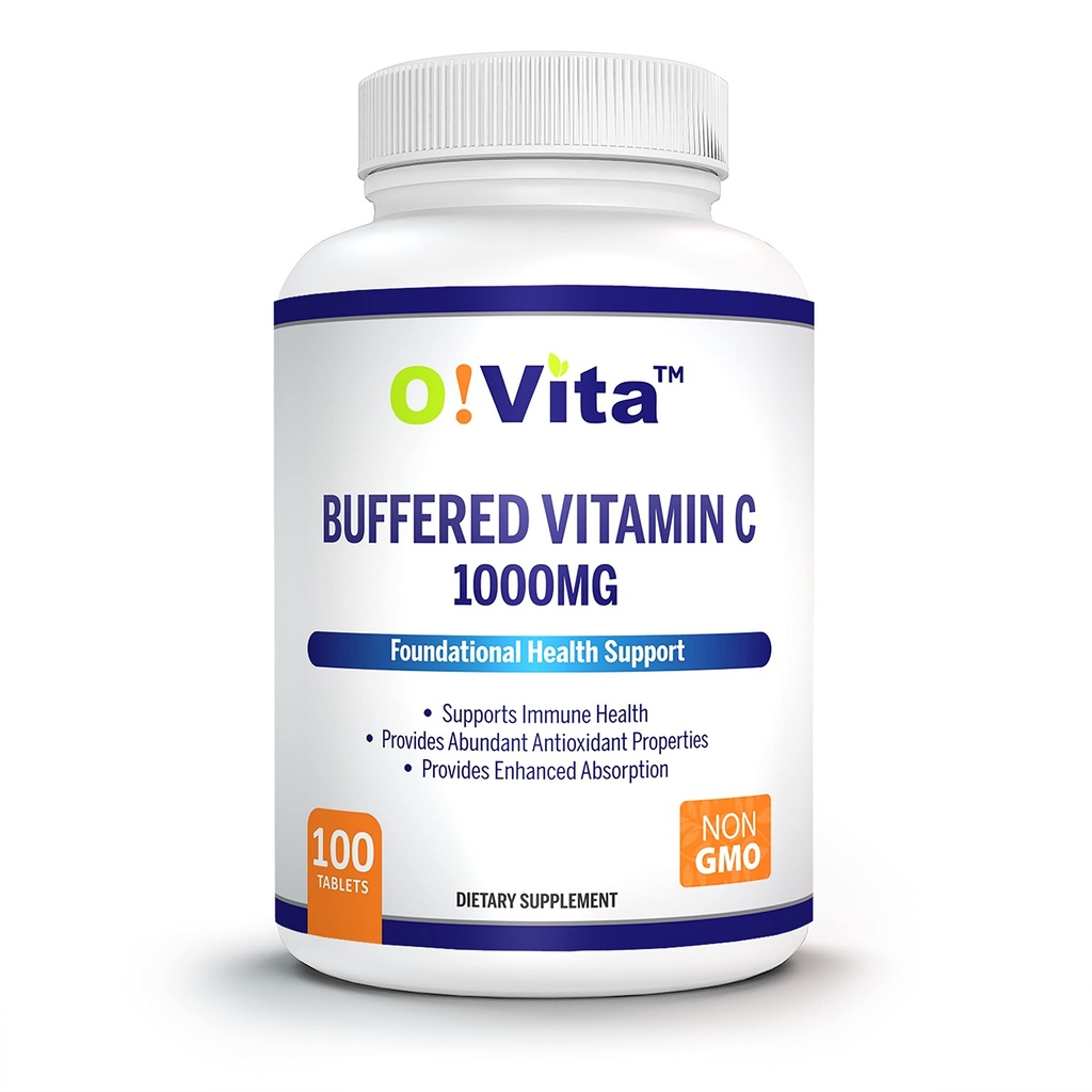 Vitamina Buffered C 1000mg para el apoyo a la salud inmune, 100 tabletas no transmisibles, fuente de 100 días