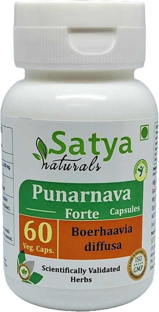 Punarnava Forte Capsule 500 mg. 60 Veg. Capsule ← Punarnava (Boerhaavia Diffusa) Extrastrar cápsulas para hombres y mujeres ← Ayurvedic Herbal Suplemento/Remedios Silencio 10:1 Forte (1 Botella de 60 cápsulas)