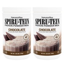 NaturesPlus SPIRU-TEIN, Chocolate - 1.05 lbs, Pack de 2 - Afeitado de proteína de base vegetal - No GMO, Vegetariano, Gluten Gratis - 34 Total Servings