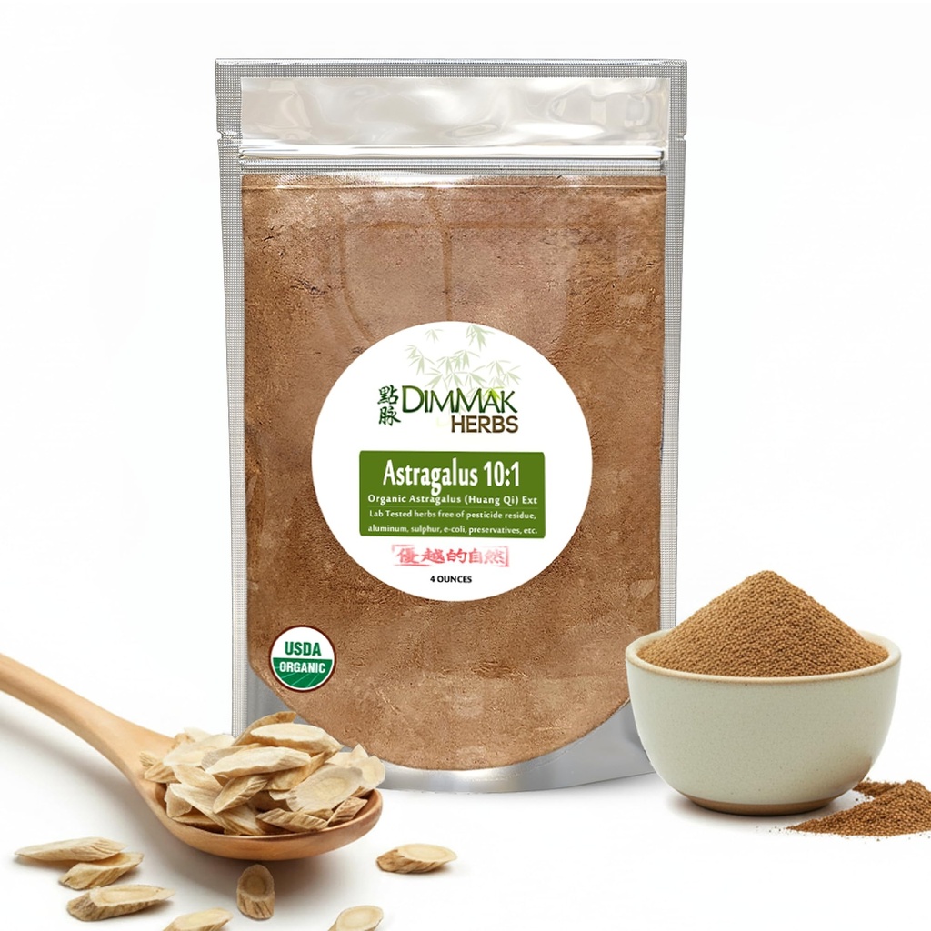 Orgánica Astragalus 10:1 Extracto Polvo vivificado Huang Qi Concentrate Granules ¦ Lab Tested, USDA Orgánica 4oz / 112g por Dimmak Herbs