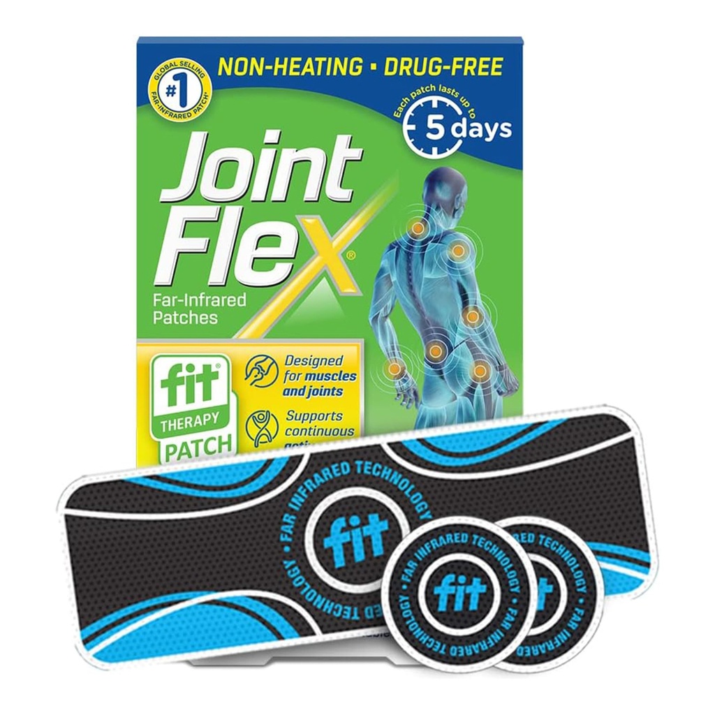 JointFlex FIT Therapy Far Infrared Patch Trial Pack, soporta la movilidad activa continua para músculos &amp; articulaciones, hasta 5 Días/Patch, resistente al agua, no come, libre de drogas, 3-ct, 1 Rectangular/2 Round