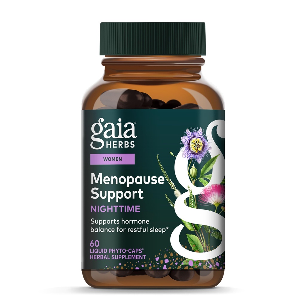 Gaia Herbs Nighttime Comfort - Menopause Supplement for Women - with Black Cohosh, Mimosa, Passionflower &amp; St. John’s Wort - 60 Vegan Liquid Phyto-Caps (30 Servings)