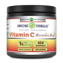 Fórmulas asombrosas Suplemento de vitamina C Polvo TENIDO Ácido ascórbico 1 Gram per Serving TEN 454 Serviciones por Container TEN NO-GMO TEN Gluten-Free TEN Made in USA