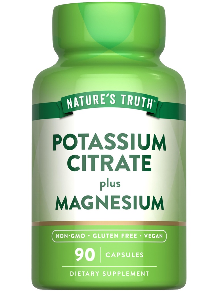 Verdad de la naturaleza Potasio Magnesio Citrate Capsules ← 90 Conde ← Vegan, No Gluten Suplemento Libre