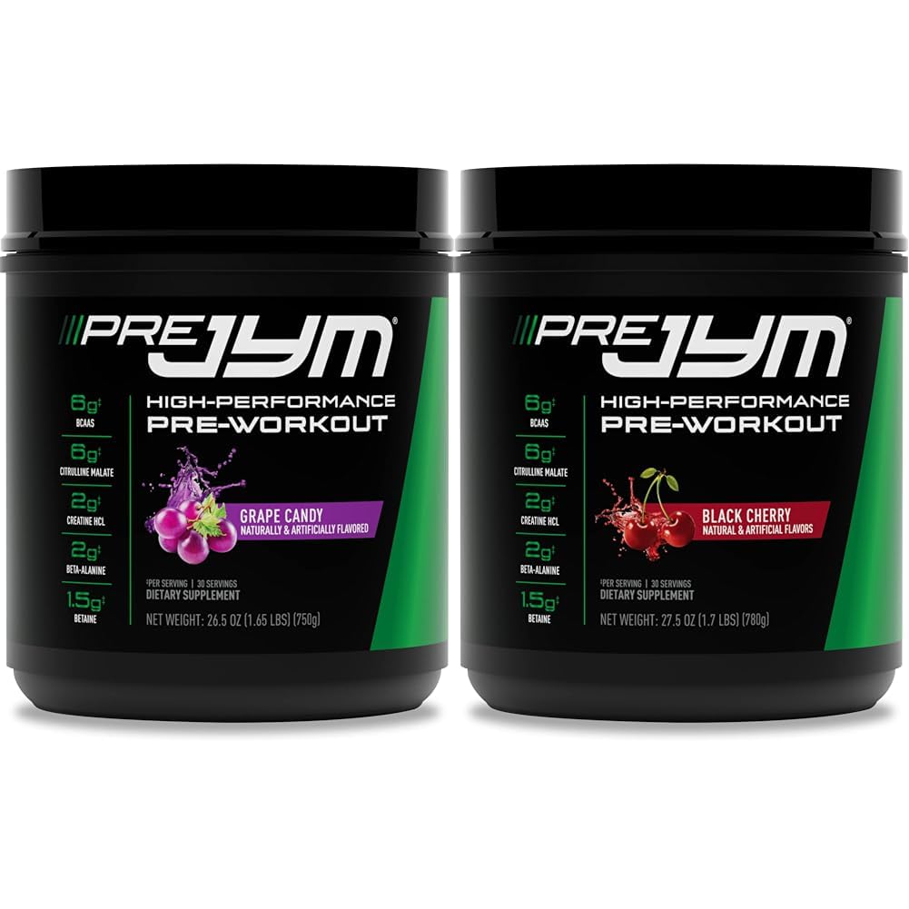 Pre JYM Grape Candy Pre Workout Powder 30 Servings & Black Cherry Flavor 30 Servir Bundle