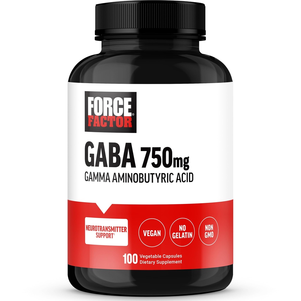 Factor de fuerza GABA 750mg cápsulas, Suplemento GABA para apoyar la calma, la relajación, el sueño, " Focus, Neurotransmisor de apoyo, Vegan, No GMO, 100 cápsulas GABA