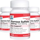 Opciones de calidad Hierro 65 mg (325 mg Sulfato ferroso) Suplemento de apoyo de hierro de alta potencia Tablas de suplemento en botellas de 100 condes (3 Pack)