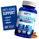 Nos gusta vitaminas Resveratrol 1000mg por servicio - 180 cápsulas de verduras fáciles de absorber - Suplemento de Resveratrol natural 1000mg - Suplementos antioxidantes Ayuda Apoyo Anti-Aging y Sistema Inmunitario