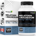 ACTIVOS REENEW Melatonin 10MG con Magnesium 150MG Ayuda para dormir por servicio – Apoya el inicio del sueño, Jet Lag Relief, Formación de tejidos " Equilibrio de electrolitos para el sueño reparador – Hecho en Canadá – 120 cápsulas