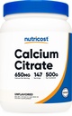 Nutricost Calcium Citrate Powder (500 Grams) (Unflavored) - Puro Calcium Citrate, No Fillers, Gluten Free (1.1lbs)