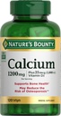 Rebote de la naturaleza Calcio 1200 mg con 1000 UI Vitamina D3 - Hueso de salud Softgels, Calcio y Vitamina D Suplemento, Gluten Gratis, 2 Softgels por día, 120 ct (Pack de 1)