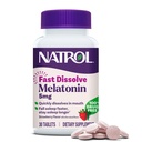 Natrol Fast Dissolve Melatonin 5 mg, Melatonina Suplementos para el sueño reparador, Apoyo al sueño para adultos, 30 tabletas de sabor a fresa, hasta un suministro de 30 días