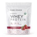 Dr. Mercola Pure Power Organic Whey Protein - 20 g Protein - Apoya el Crecimiento del Musculo & Energy - Grass-Fed Whey Concentrate - 15 Servings (20.60 oz) - Strawberry