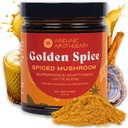 Golden Spice - Golden Milk w / Mushrooms, Heirloom Turmeric Latte Spice Blend ← Turquía Tail & Ashwagandha Adaptogens ← Caffeine-Free Rooibos Matcha ← No Milk, Sweeteners, o Fillers