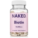 Biotina NAKED 10,000mcg - Max Strength Vitamin B7 Suplemento para el cabello saludable, piel & uñas Soporte - No GMO, libre de gluten, Vegan - Apoya la producción de queratina - 120 cápsulas