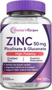 Recetas del médico Zinc 50mg, Picolinato Zinc altamente absorbible " Gluconate, apoya la defensa natural de la inmunodeficiencia, ADN " Formación de proteínas, crecimiento celular, no GMO, 240 cápsulas vegetales