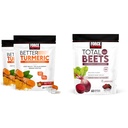 Factor de fuerza Mejor Turmérico 120 Mandíbulas suaves " Total Beets 60 Soft Chews Bundle for Joint and Heart Health