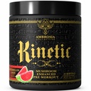 Ambrosia Kinetic Organic Preworkout, Mushroom Enhanced Natural Pre Workout Suplemento, Nootropic Superfood Powder for Energy (Watermelon Candy)