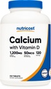 Calcio Nutricost con vitamina D, 240 Tabletas - Calcio (1200 mg) Vitamina D (50mcg) Por Serving - No GMO, Gluten Free