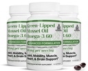 TURNER New Zealand Green Lipped Omega-3 Mussel Oil, 53x Potency Superior con UAF1000+ Super Antioxidante. Sin pastel de pescado, 3 botellas, 180 Softgels