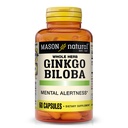 Mason Natural Ginkgo Biloba, 1 mes de suministro, ayuda a mejorar la alerta mental y la función cerebral óptima de apoyo, 60 cápsulas