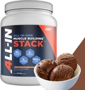 All-in-One Muscle Building Stack - Chocolate Whey Protein Isolate, Creatine Monohydrate, HMB, y L-Glutamine, 4 Productos en uno, Nada Artificial, 30 Servimientos