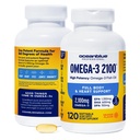 Oceanblue Professional 2100mg ← Triple Strength Omega 3 Fish Oil Supplement ← Burpless ← High Potency EPA DHA ← Wild Caught - 120 Count (Pack of 2) Natural Orange Flavor