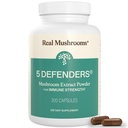 Real Mushroom 5 Defensores Mushroom Complex – Organic Adaptogenic Mushroom Blend with Chaga, Reishi, Turkey Tail, Maitake & Shiitake for Wellness Support - Mushroom Beta Glucan Capsules - 200 Conde