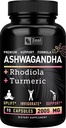 Complejo Ashwagandha - Orgánica Ashwagandha Root Powder + Rhodiola Rosea + Turmeric - Soporte Premium Fórmula - Ashwagandha Capsules Suplemento