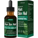Pelo de cola de caballo, Tiradas Líquidas de uñas, Cola de Caballo, Biotina y Romero, Vitaminas Gotas para el Cabello Uñas y Piel, Suplementos de Crecimiento del Pelo para Mujeres w / Extracto rosemario. 2oz