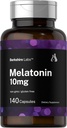 Horbäach Berkshire Labs Melatonin 10mg ← 140 Quick Release Capsules ← Extra Strength Formula ← Non-GMO, Gluten Free Supplement