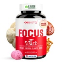 GOBIOTIX Focus Lions Mane Supplement - Mushroom Complex - Nootropics Adaptogen Vitaminas - Memory, Clarity, Energy, Immune Support, Cordyceps, Reishi, Chaga y Maitake - 90 cápsulas