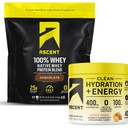 Ascenso 100% Whey Protein Powder, Chocolate 4 lb & hidratación + electrolitos de energía, Orange Mango 40 Servimientos