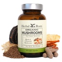 Herbal Roots Organic 8 Mushroom Blend Suplemento cápsulas - 100% Fruiting Body Extracts - Wellness and Immunity - 60 cápsulas Vegan