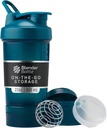 BlenderBottle Shaker Bottle con Organizador de Píldoras y Almacenamiento para Protein Powder, Classic V2 ProStak System, 22-Once, Ocean Blue