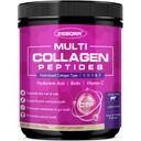 Péptidos multi colágeno ZEBORA Polvo - Colágeno hidrolizado Tipo I II III V X con ácido hialurónico, Biotina, Vitamina C - Soporte Juntas de uñas de pelo de piel, no GMO, Desflavorado, Keto Friendly