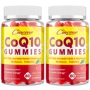 CoQ10 Gummies con PQQ - 400 MG Coenzyme Q10 High Potency, Mejorado con hierbas ayurvédicas, Adaptogenic Mushroom Blend &amp; Probiotics for Heart, Brain, Energy, Immunity, Cherry Flavor, 120 Vegan Gummies