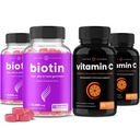 NutraChamps Biotin Gummies (2 Pack) y cápsulas de vitamina C (2 Pack) 4 Pack Bundle